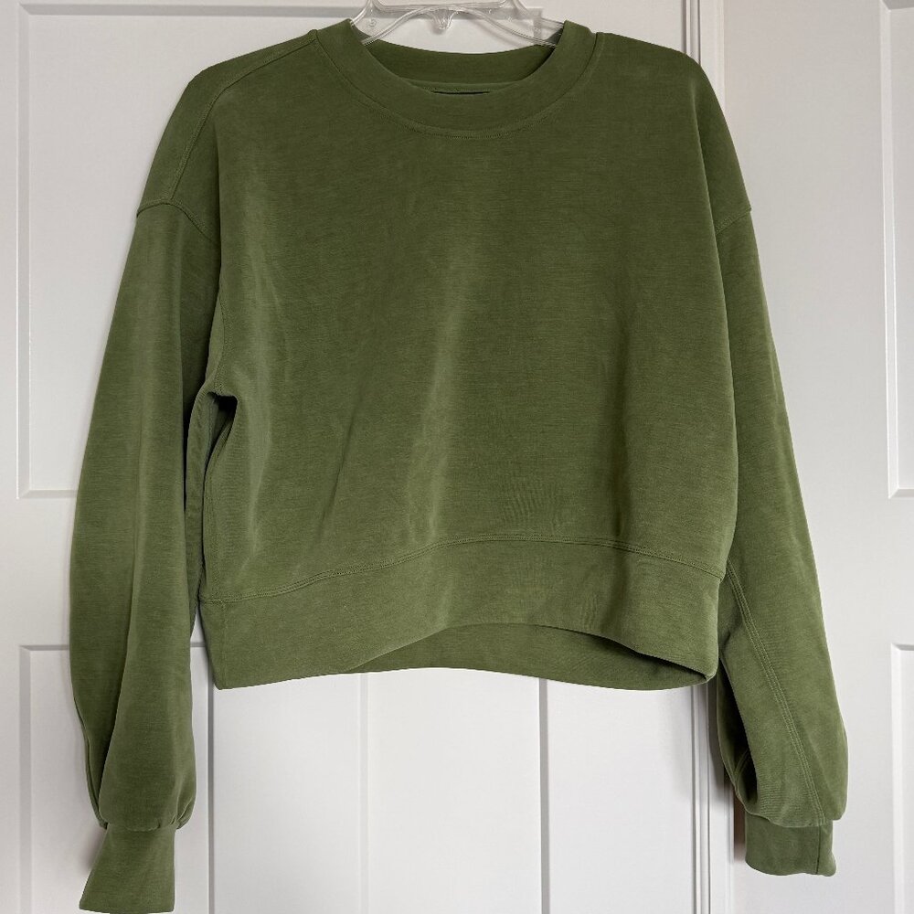 Lululemon Women Perfectly Oversized Cropped Crew Softstreme Green Foliage Size 4 - Picture 2 of 4